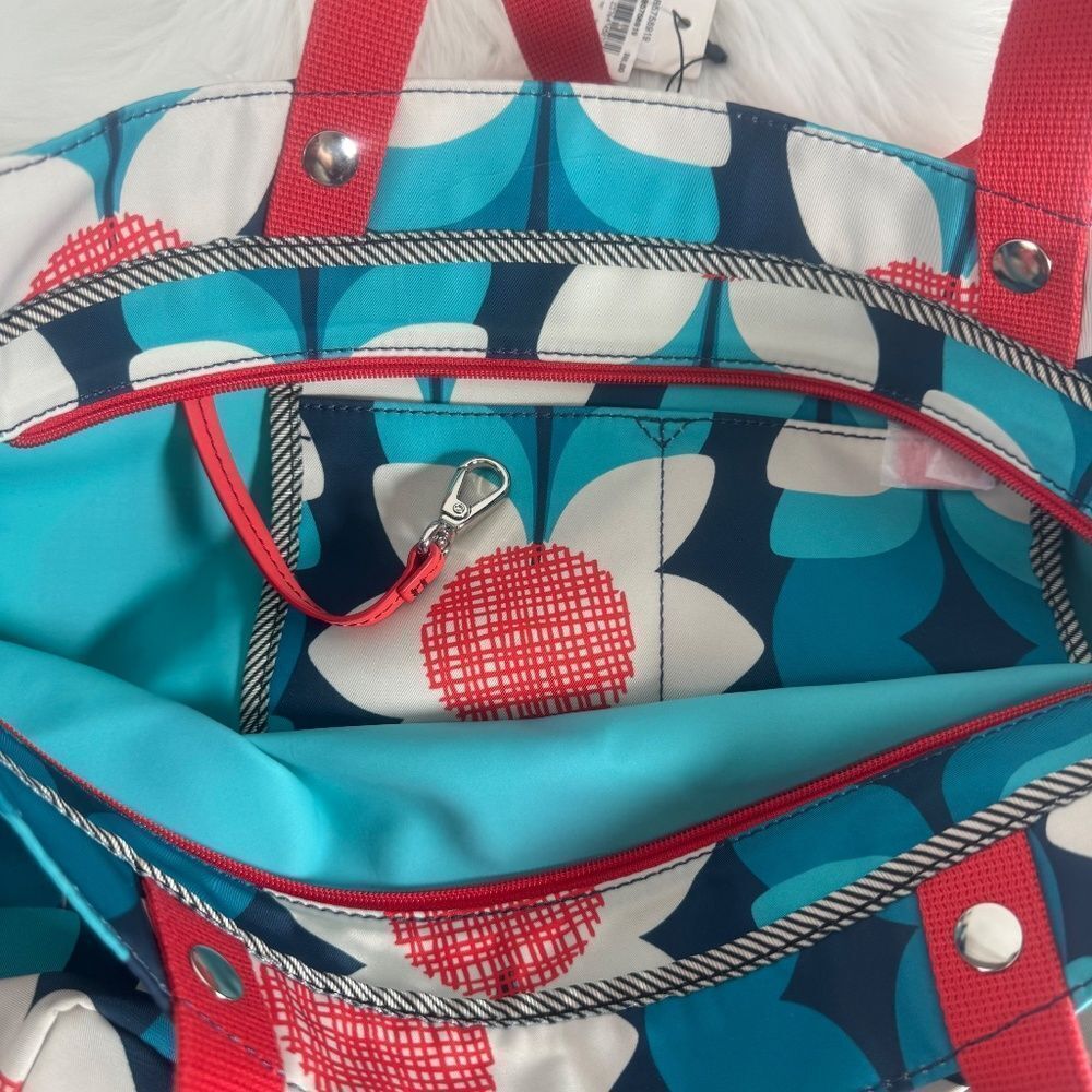 Fossil Keyper East West Tote Blue Floral Coated Canvas NWT - Picture 5 of 9